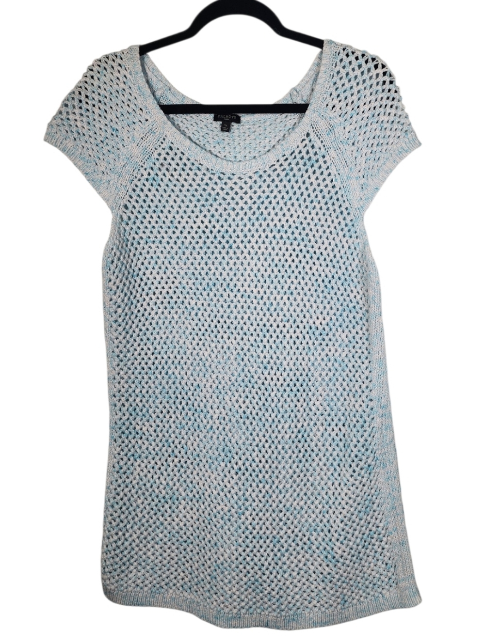 Talbots Light Blue and White Open-Knit Top
